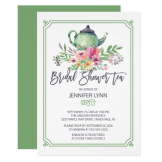 Watercolor Bridal Shower Tea Wedding Shower Invite