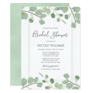 Watercolor Eucalyptus Bridal Shower Invitation