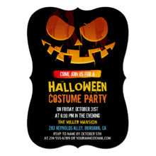 Halloween Invitation Card - Wicked Jack O Lantern Pumpkin Face Halloween Party Invitation