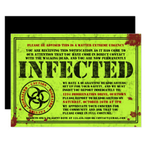 Zombie Biohazard Halloween Party Invitations