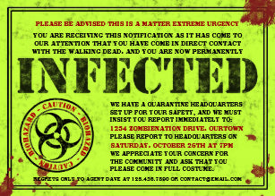 Halloween Invitation Card - Zombie Biohazard Halloween Party Invitations