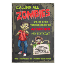 Halloween Invitation Card - Zombie Birthday Party Invitations